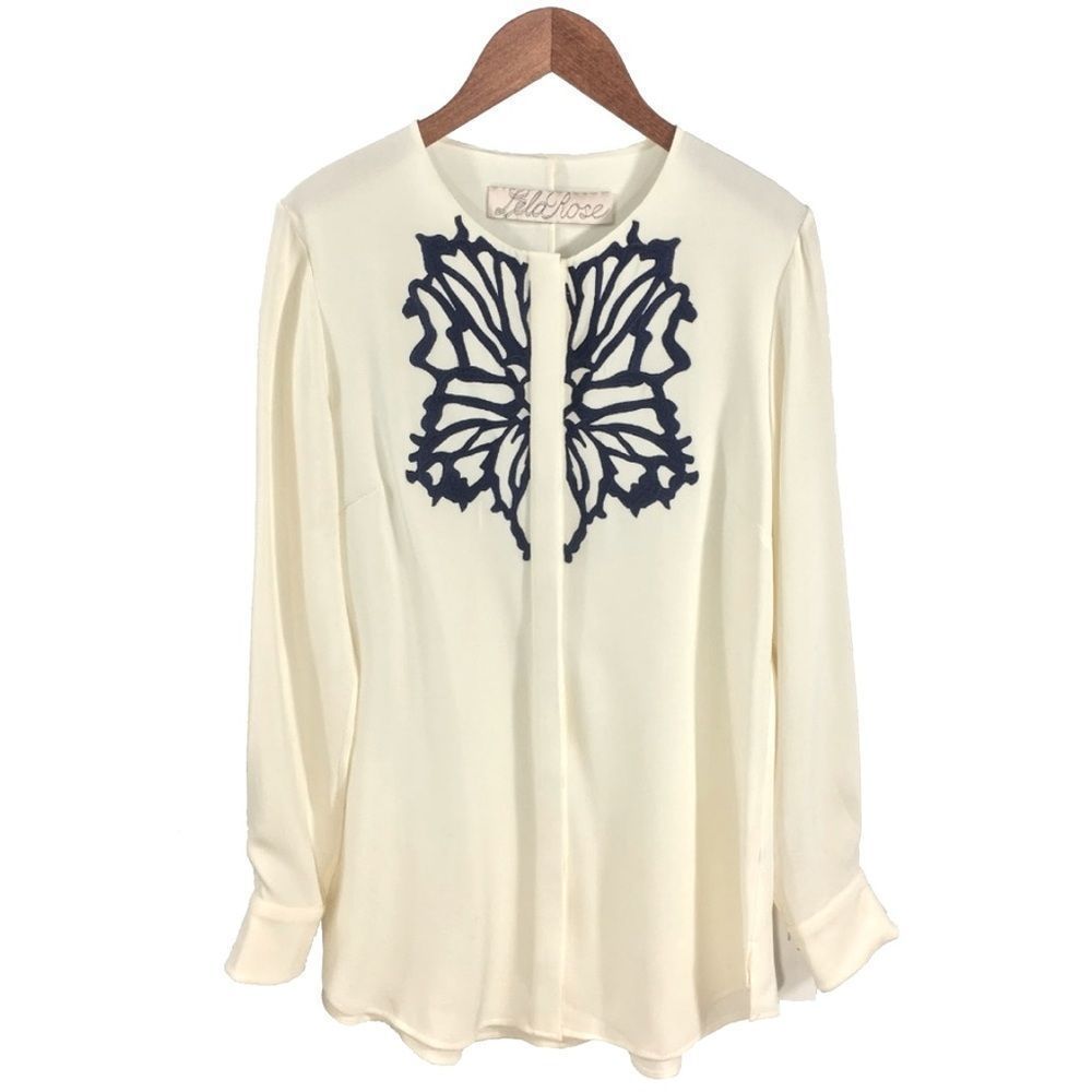 🛑SOLD!🛑 LELA ROSE Embroidered Silk Tunic Blouse